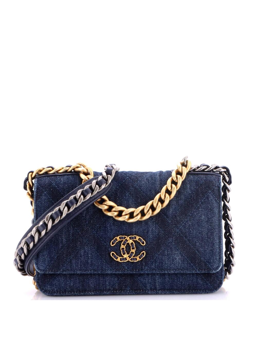Chanel 19 Wallet On Chain Quilted Denim #292095C37B